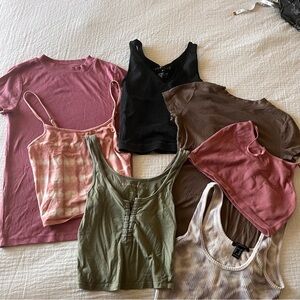 XS & S Summer Women’s Tank & Tee Bundle - Pink, Black, Olive, Brown, Cream Tops